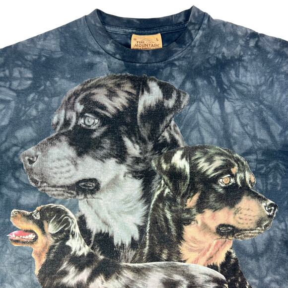 VTG The Mountain Large Tie Dye Rottweiler Graphic Cotton T Shirt Leather Tag - Picture 4 of 9